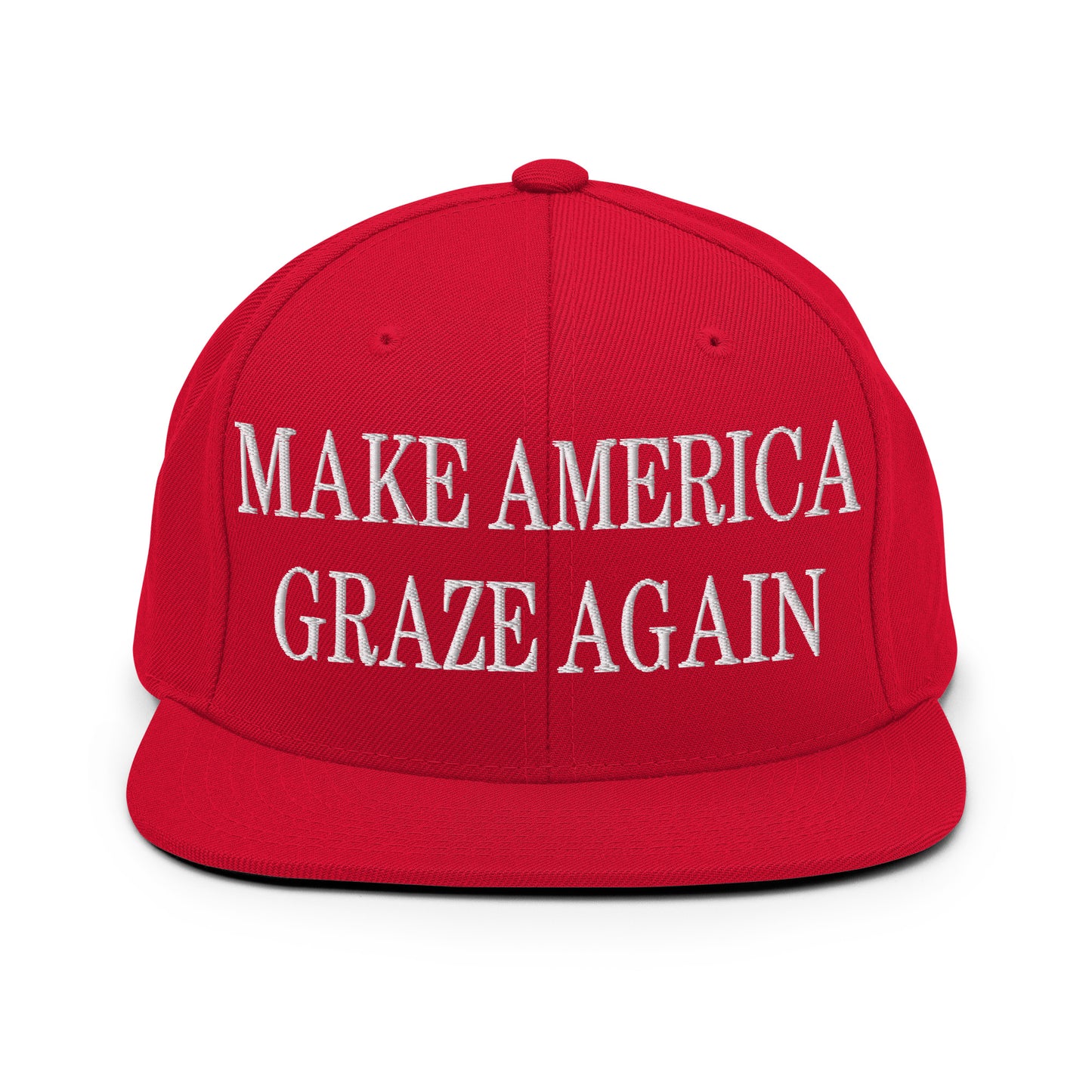 Make America Graze Again Embroidered Flat Bill Brim Snapback Hat Red