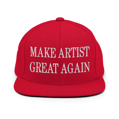 Make Artist Great Again Embroidered Flat Bill Brim Snapback Hat Red