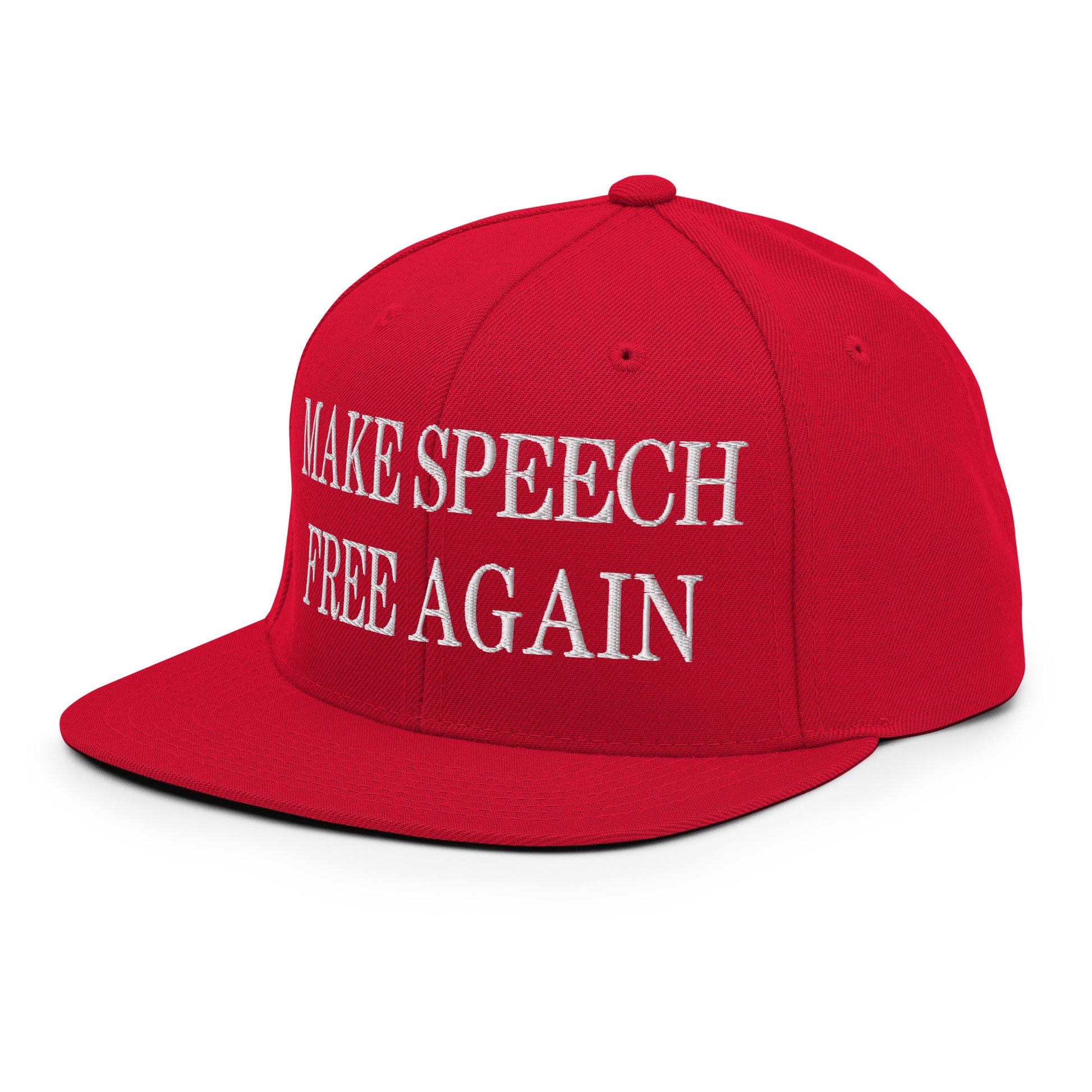 Make Speech Free Again Embroidered Flat Bill Brim Snapback Hat Red