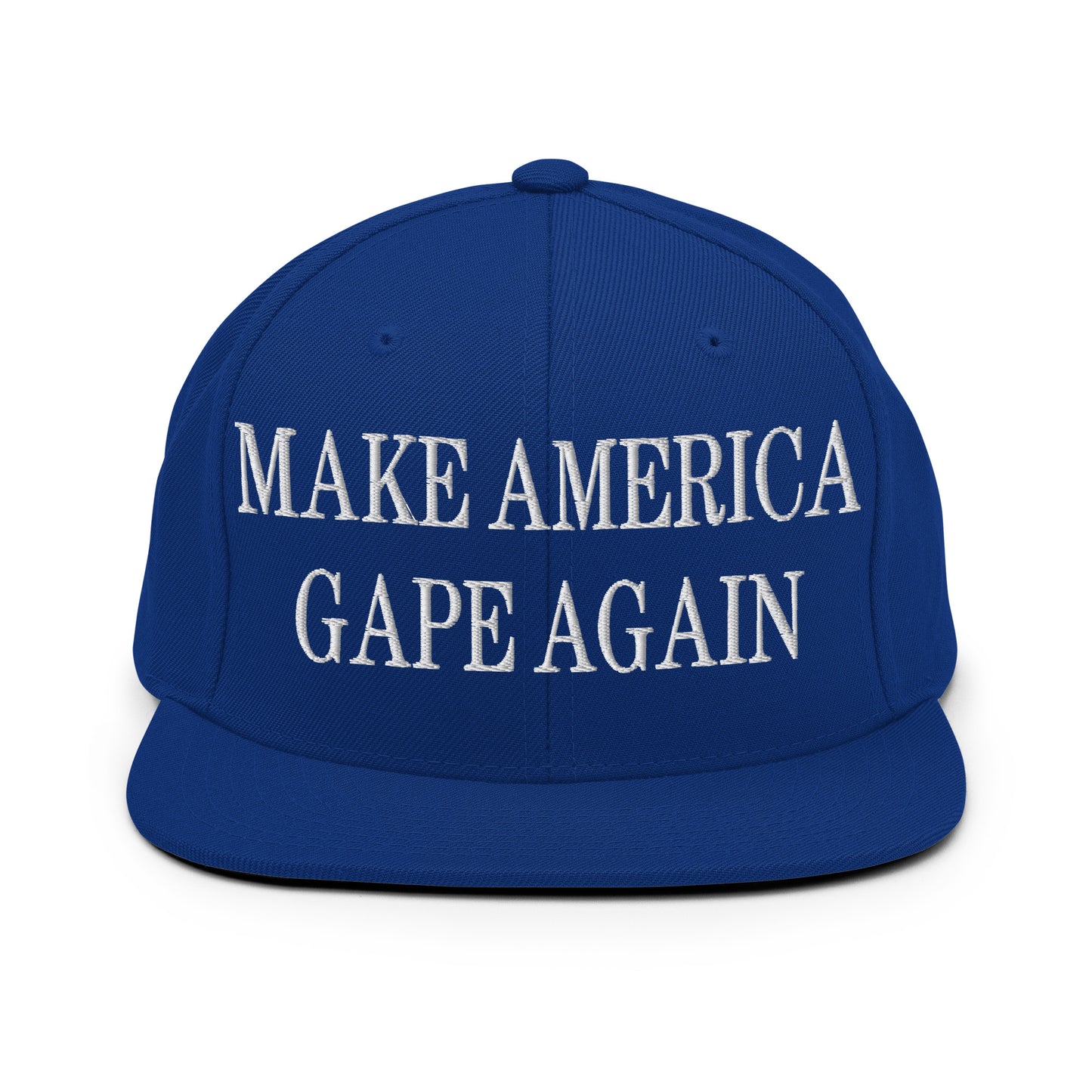 Make America Gape Again Embroidered Flat Bill Brim Snapback Hat Royal Blue