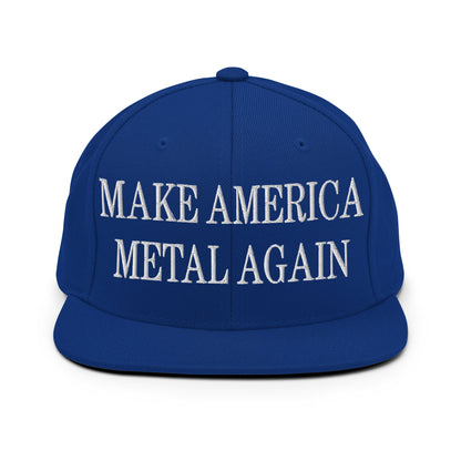 Make America Metal Again Embroidered Flat Bill Brim Snapback Hat Royal Blue