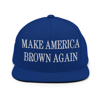 Make America Brown Again Embroidered Flat Bill Brim Snapback Hat Royal Blue