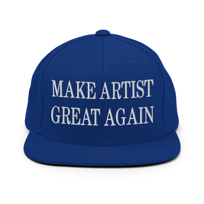 Make Artist Great Again Embroidered Flat Bill Brim Snapback Hat Royal Blue