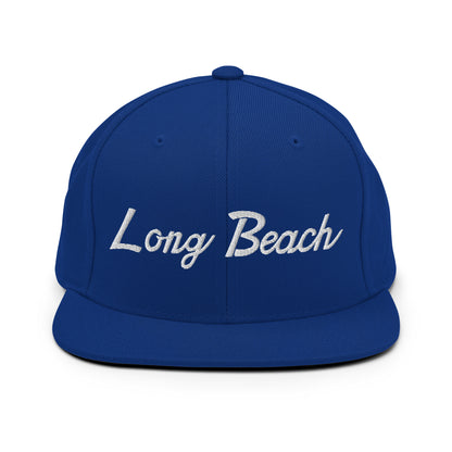 Long Beach II Script Snapback Hat Royal Blue