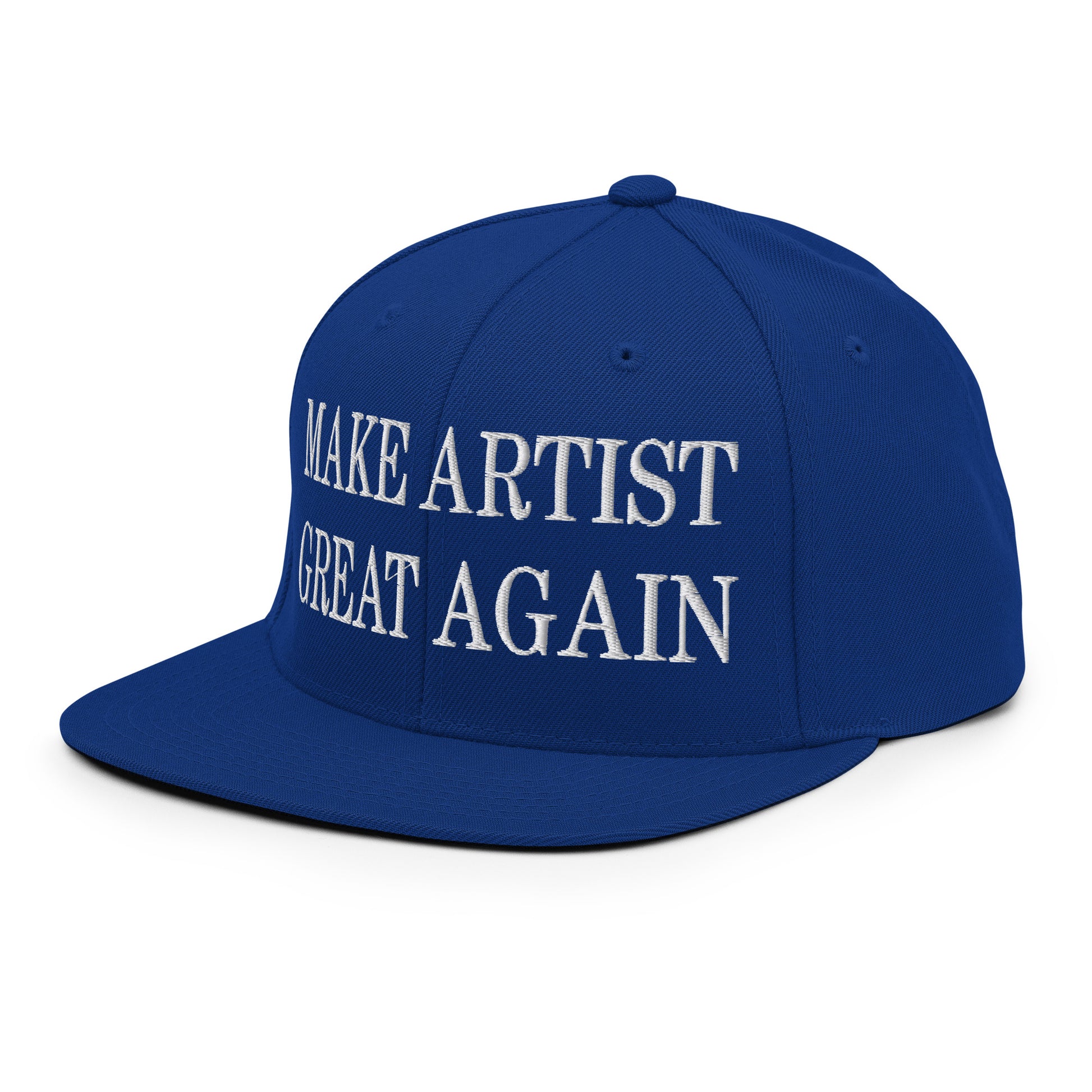 Make Artist Great Again Embroidered Flat Bill Brim Snapback Hat Royal Blue