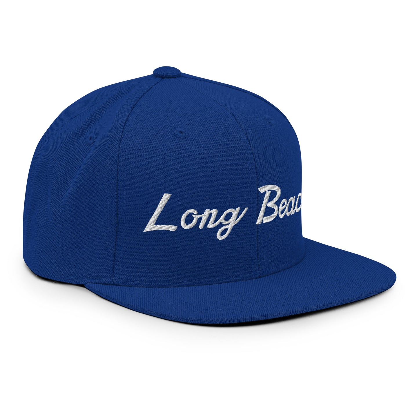 Long Beach II Script Snapback Hat Royal Blue