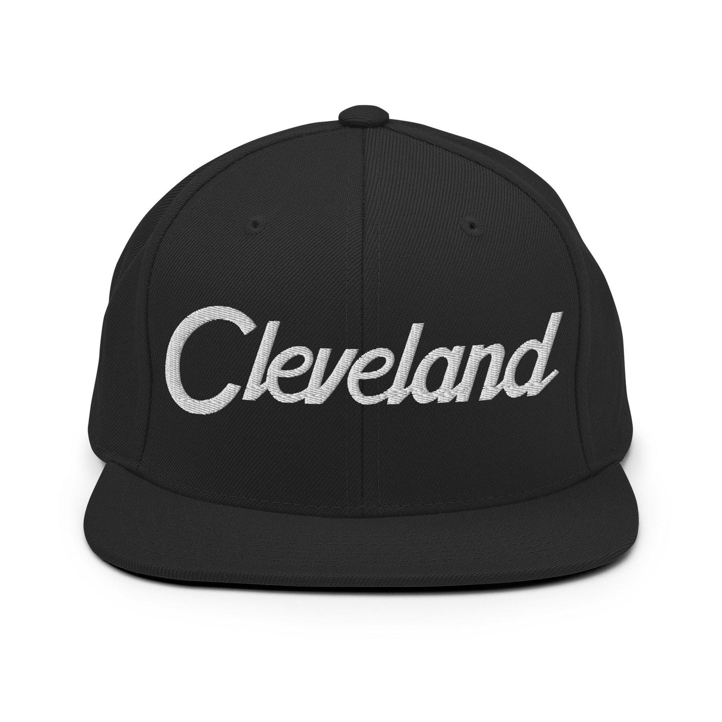 Cleveland Script Snapback Hat Black