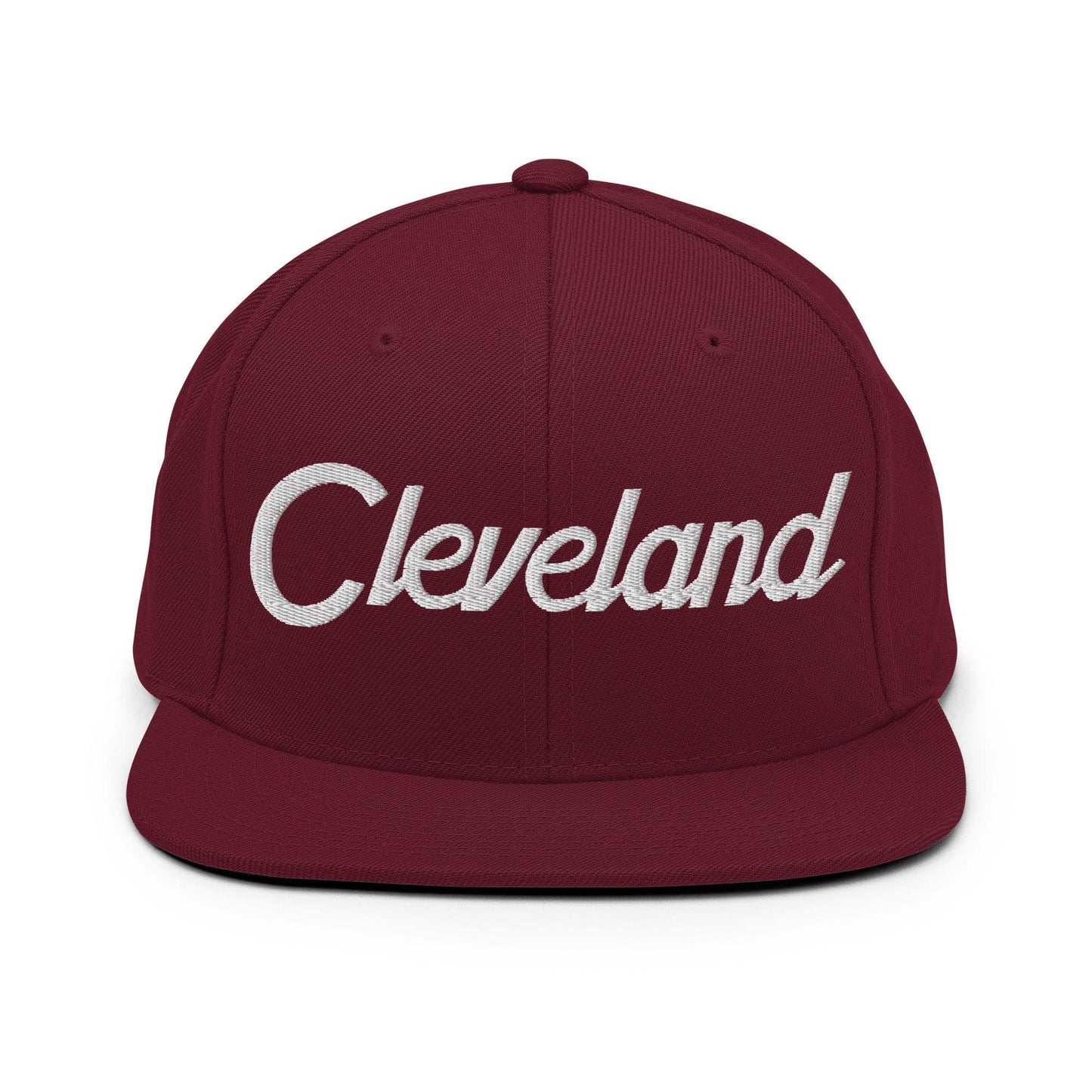 Cleveland Script Snapback Hat Maroon