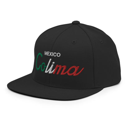 Colima Mexico Vintage Sports Script Snapback Hat Black