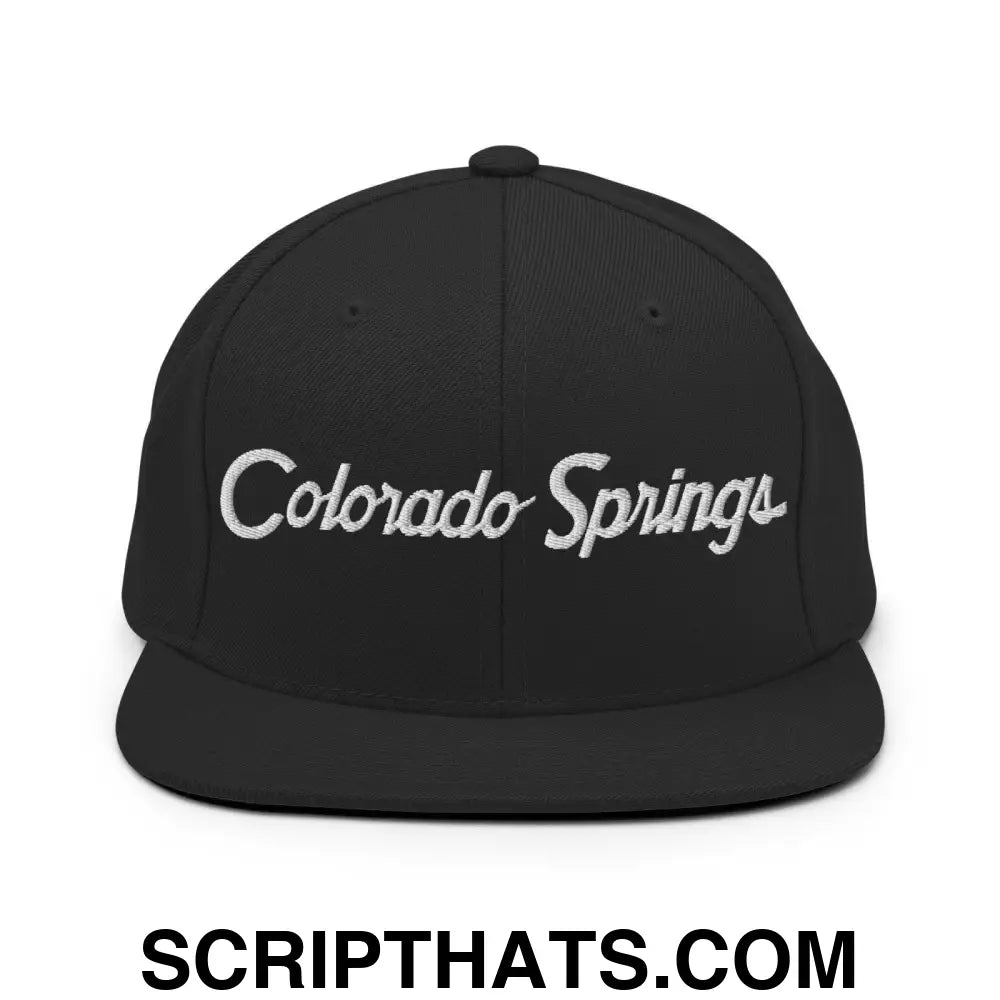 Colorado Springs Script Snapback Hat Black