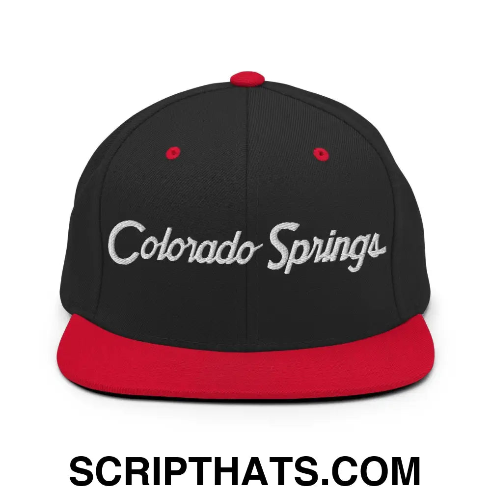 Colorado Springs Script Snapback Hat Black Red