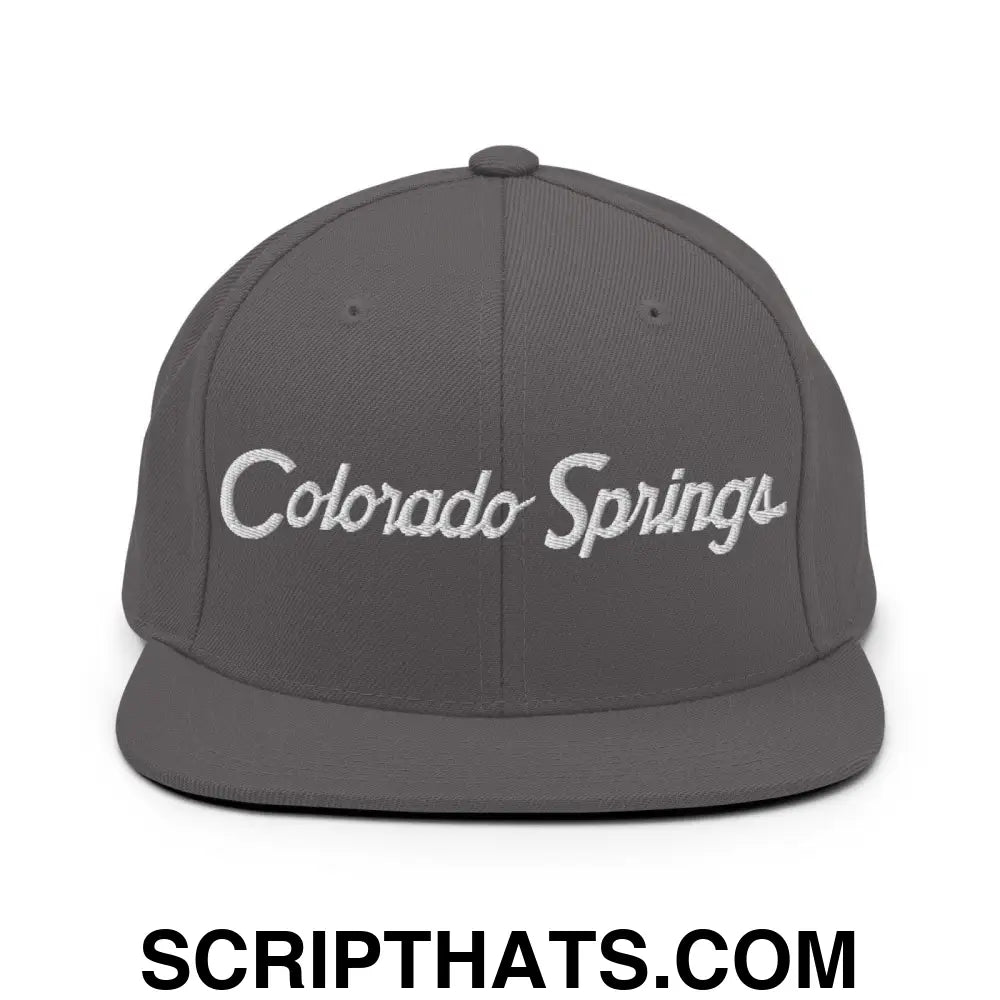 Colorado Springs Script Snapback Hat Dark Grey