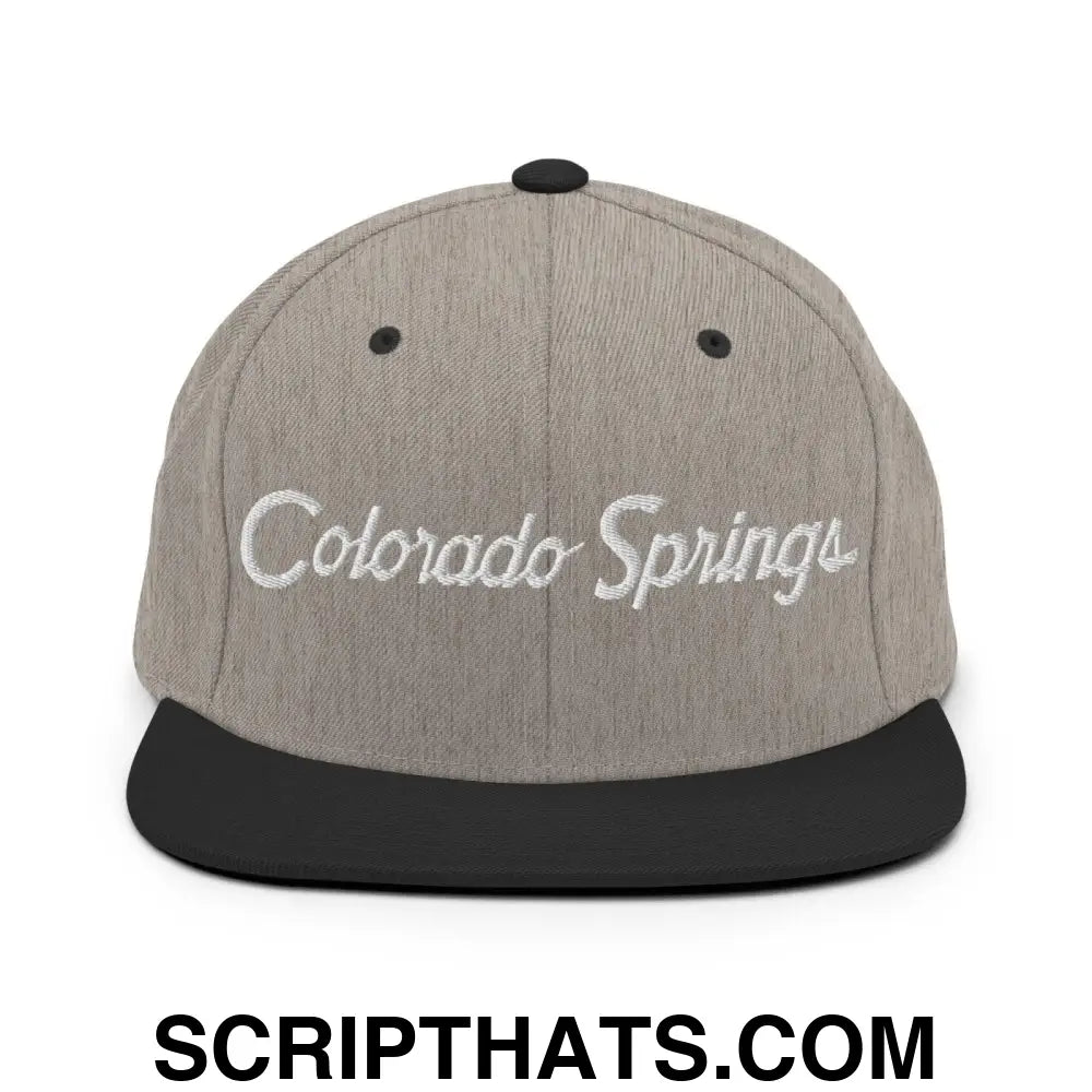 Colorado Springs Script Snapback Hat Heather Black