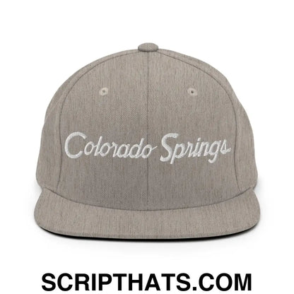 Colorado Springs Script Snapback Hat Heather Grey