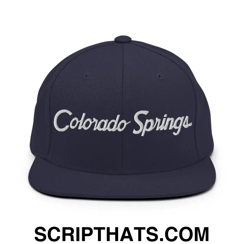 Colorado Springs Script Snapback Hat Navy