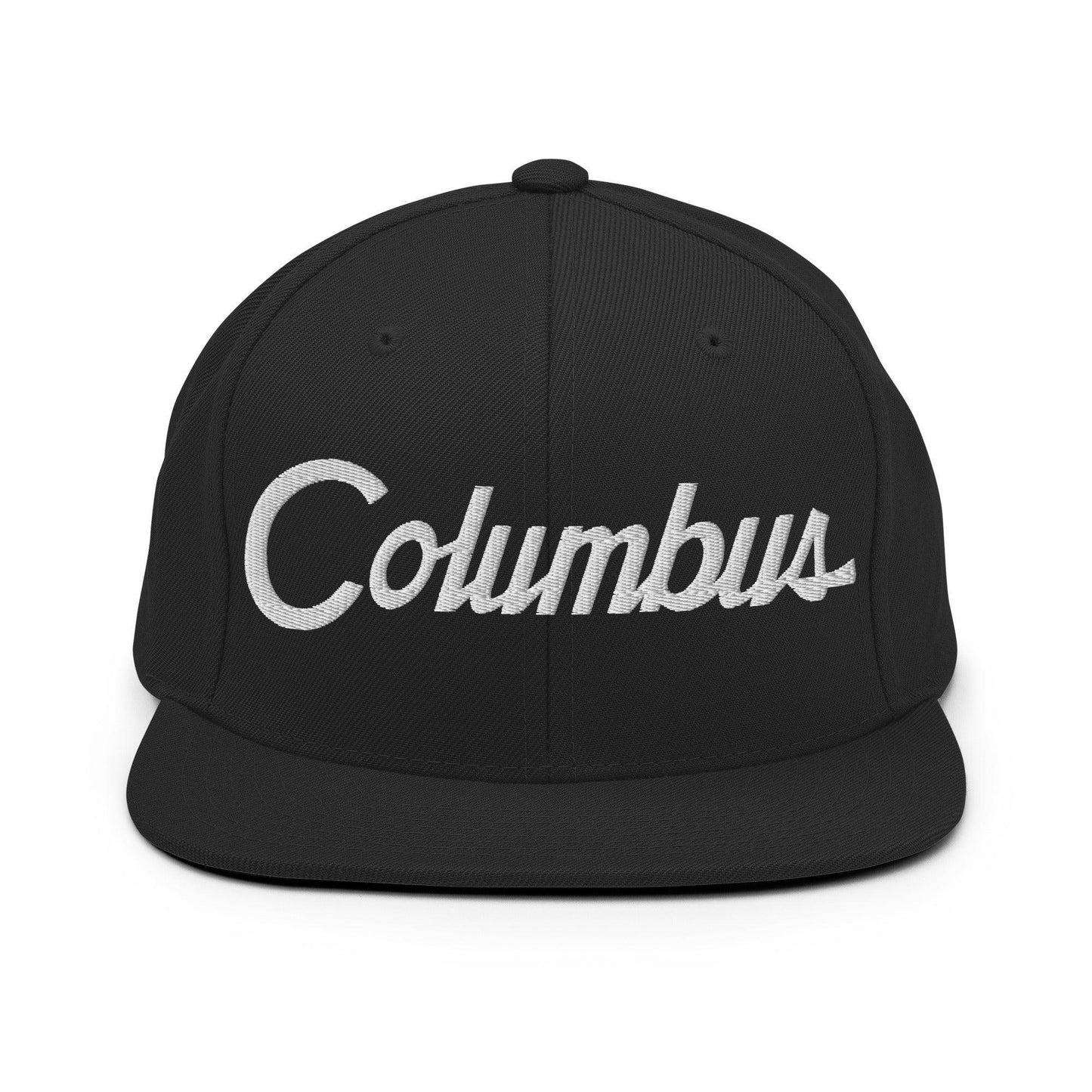 Columbus Script Snapback Hat Black