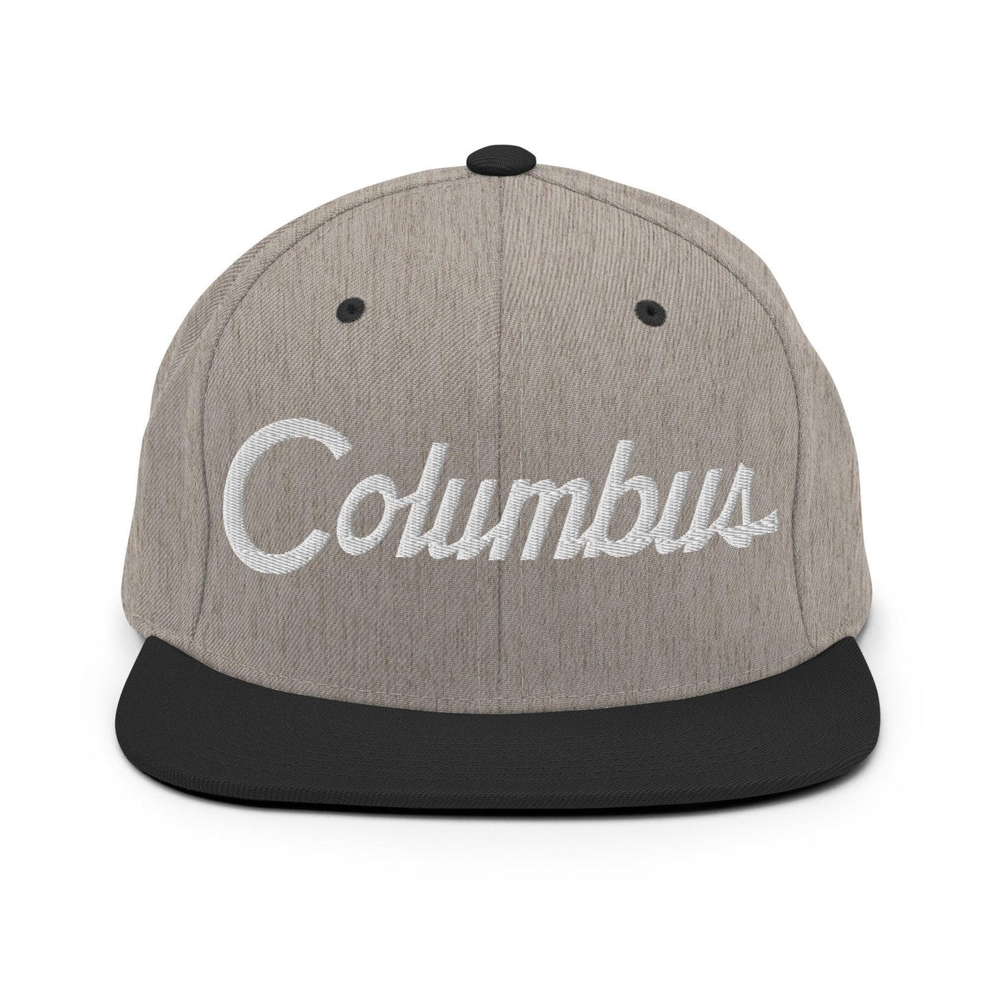 Columbus Script Snapback Hat Heather Black