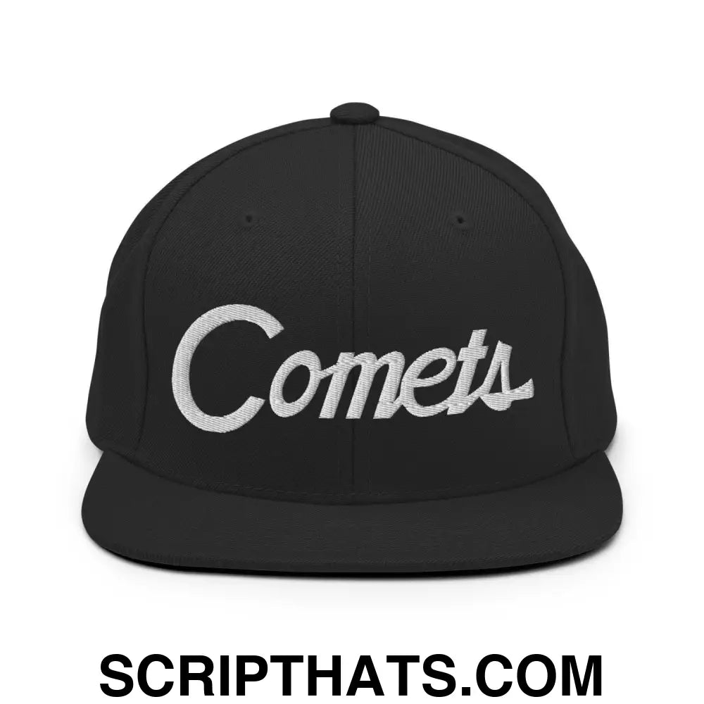 Comets School Mascot Script Snapback Hat Black