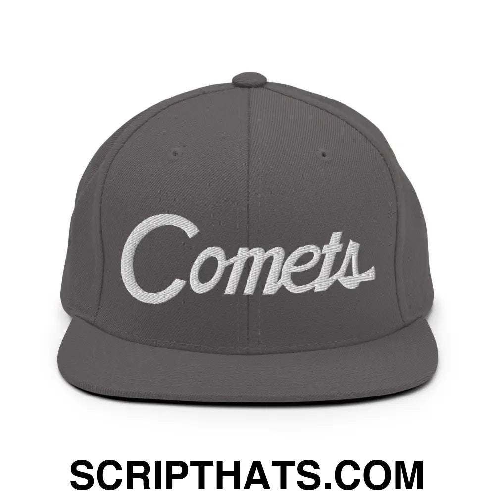 Comets School Mascot Script Snapback Hat Dark Grey