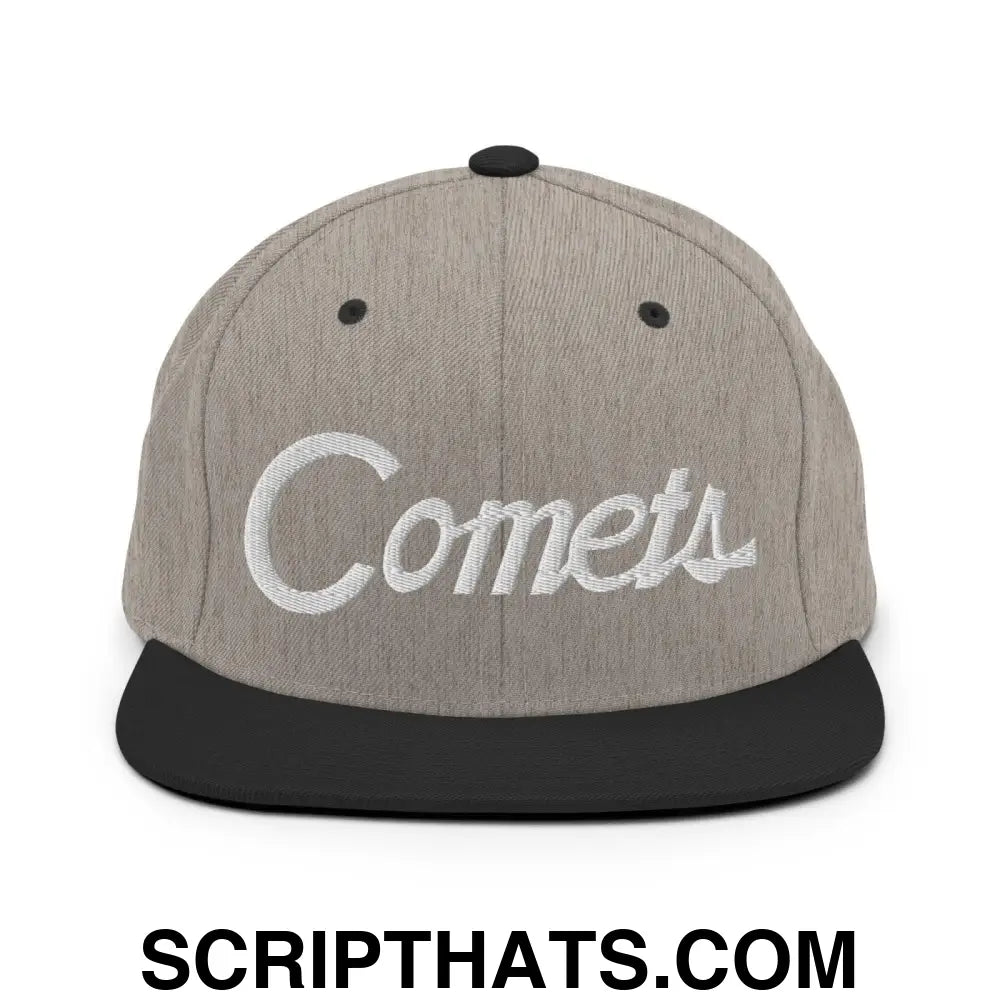 Comets School Mascot Script Snapback Hat Heather Black