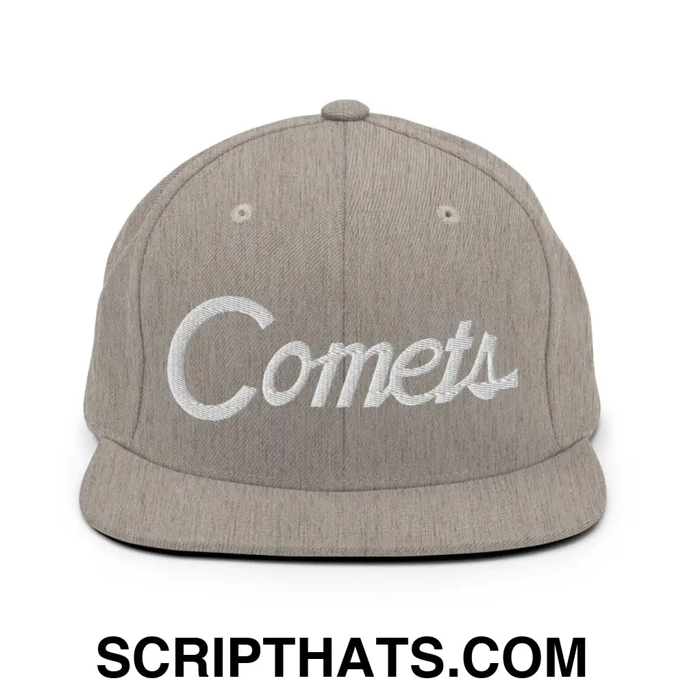 Comets School Mascot Script Snapback Hat Heather Grey