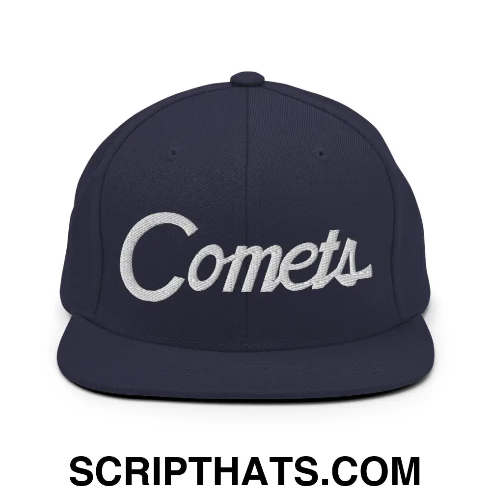 Comets School Mascot Script Snapback Hat Navy