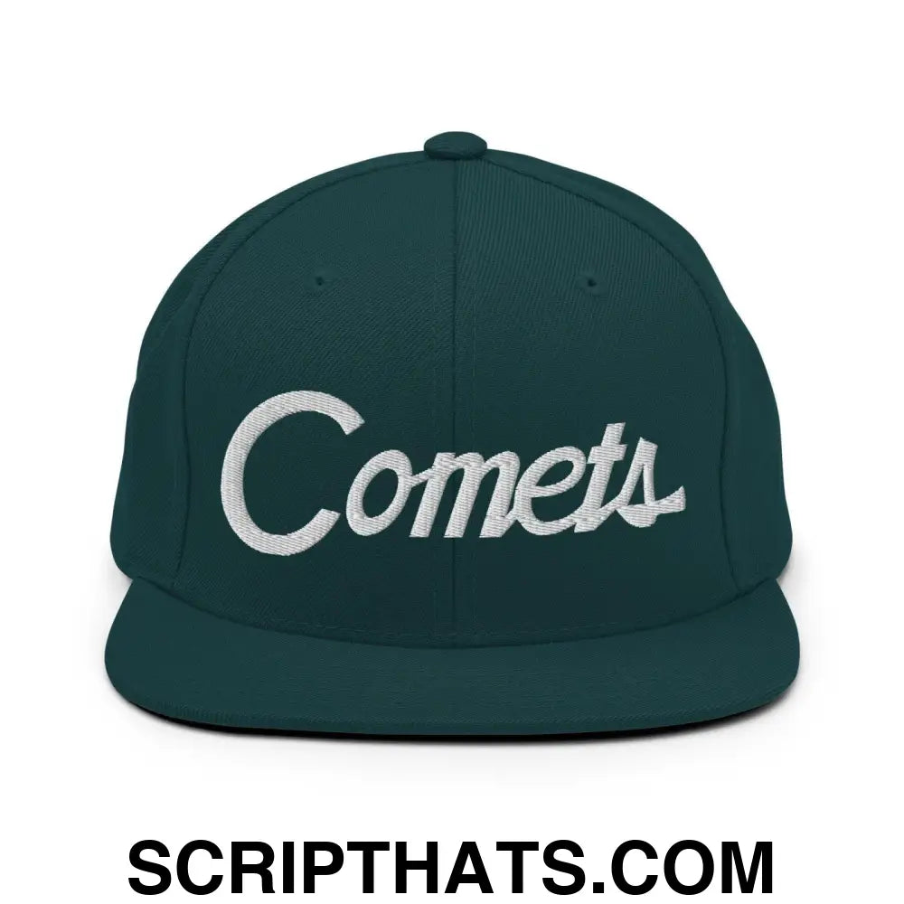 Comets School Mascot Script Snapback Hat Spruce