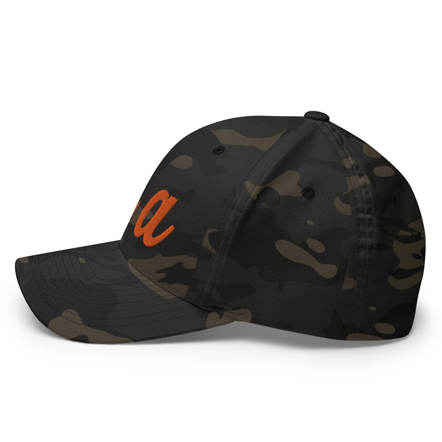 Comma La Kamala Harris Embroidered Stretch Fit Baseball Hat Orange Camo Multicam Black