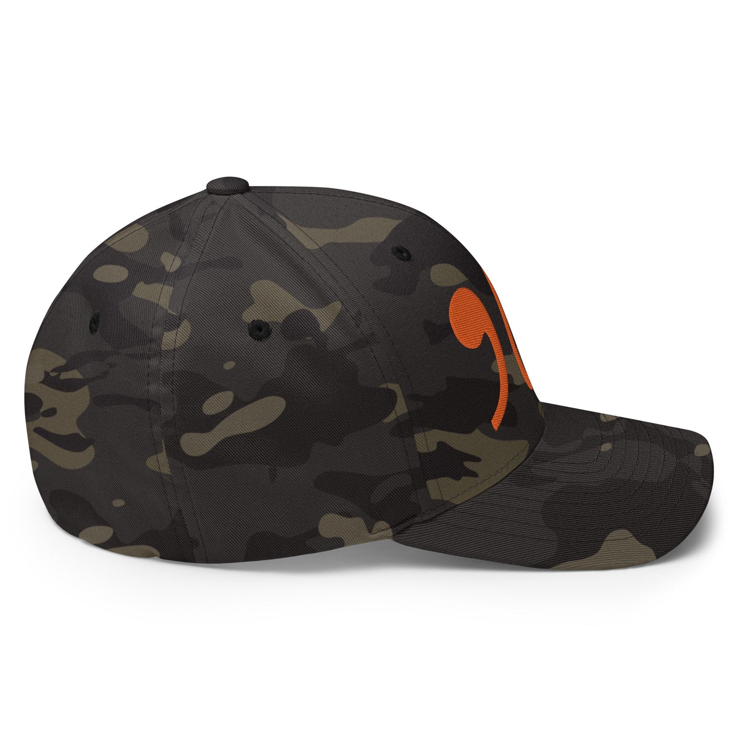 Comma La Kamala Harris Embroidered Stretch Fit Baseball Hat Orange Camo Multicam Black