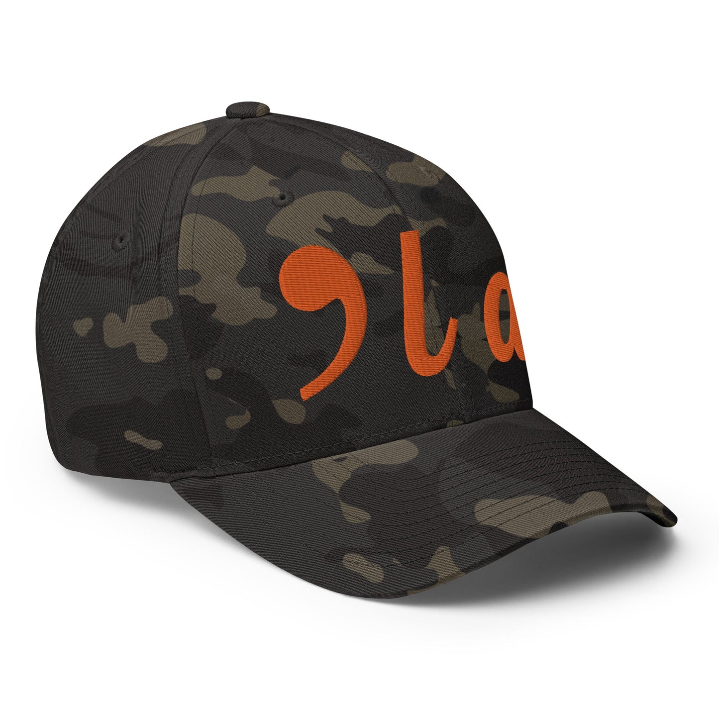 Comma La Kamala Harris Embroidered Stretch Fit Baseball Hat Orange Camo Multicam Black