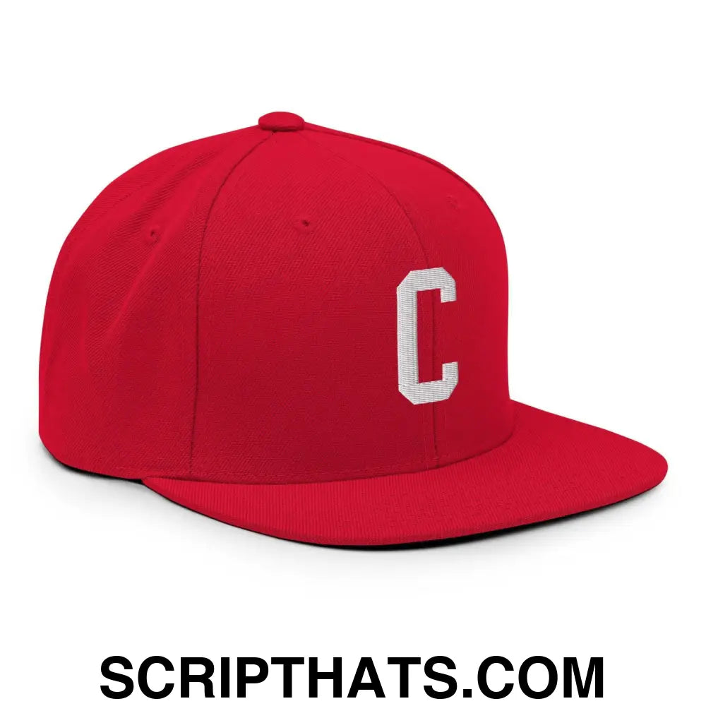 Compton C Letter Varsity Letterman Block Snapback Hat Red