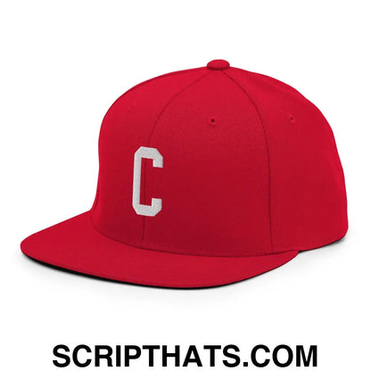 Compton C Letter Varsity Letterman Block Snapback Hat Red