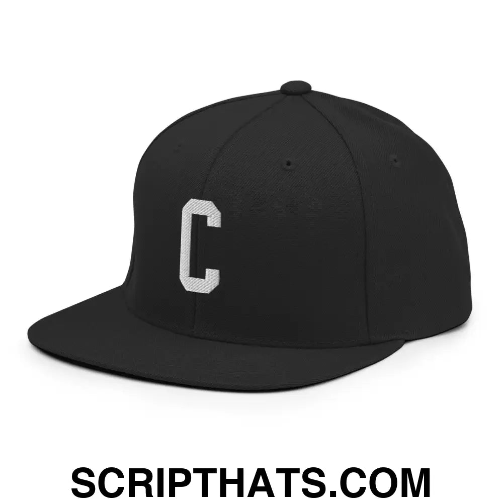 Compton C Letter Varsity Letterman Block Snapback Hat Black