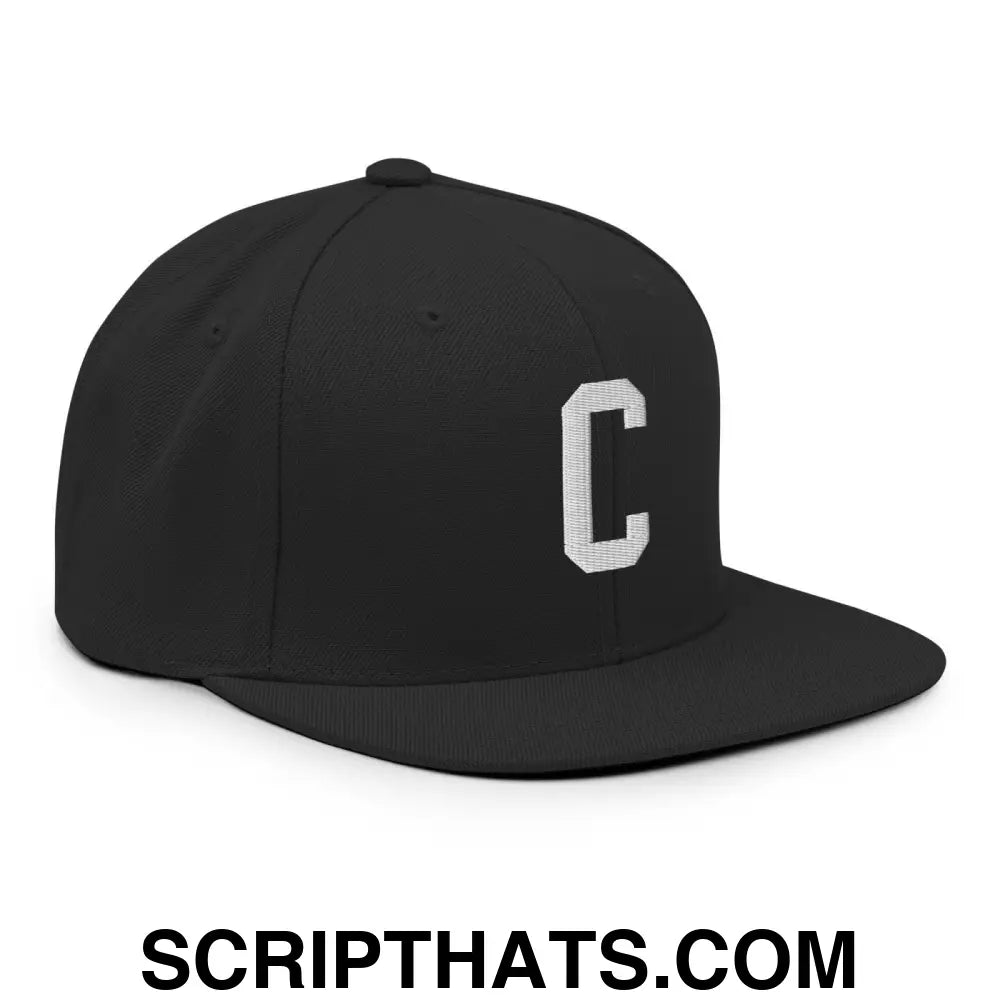 Compton C Letter Varsity Letterman Block Snapback Hat Black