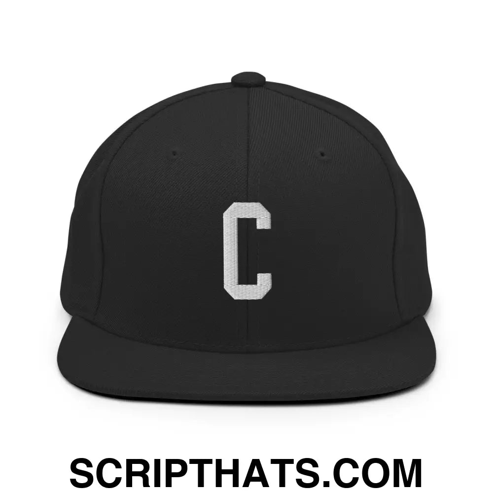 Compton C Letter Varsity Letterman Block Snapback Hat Black