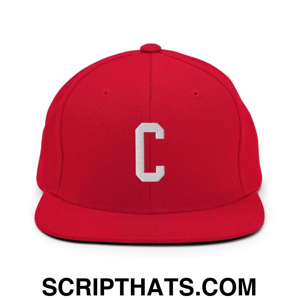 Compton C Letter Varsity Letterman Block Snapback Hat Red