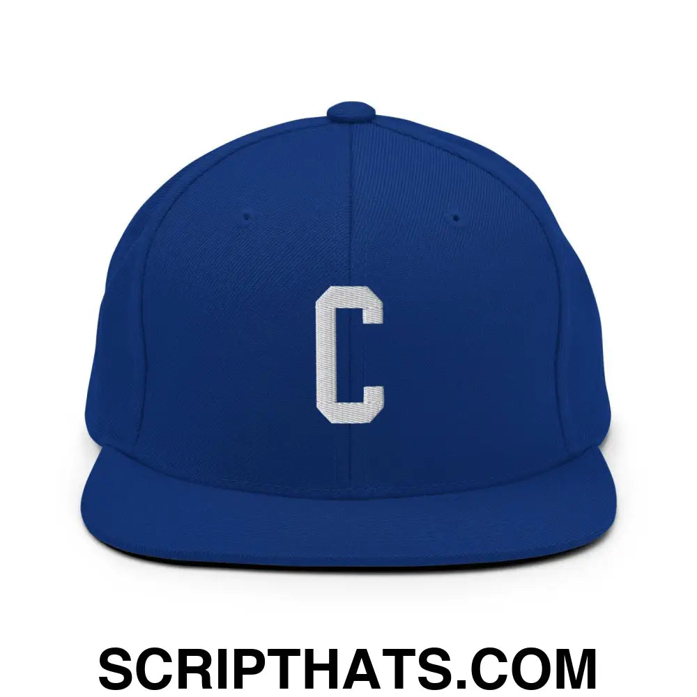 Compton C Letter Varsity Letterman Block Snapback Hat Royal Blue