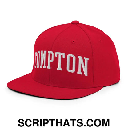 Compton II Varsity Letterman Block Snapback Hat Red