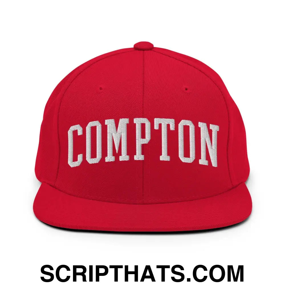 Compton II Varsity Letterman Block Snapback Hat Red