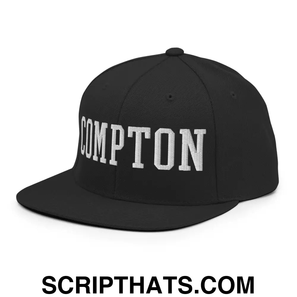 Compton Varsity Letterman Block Snapback Hat Black