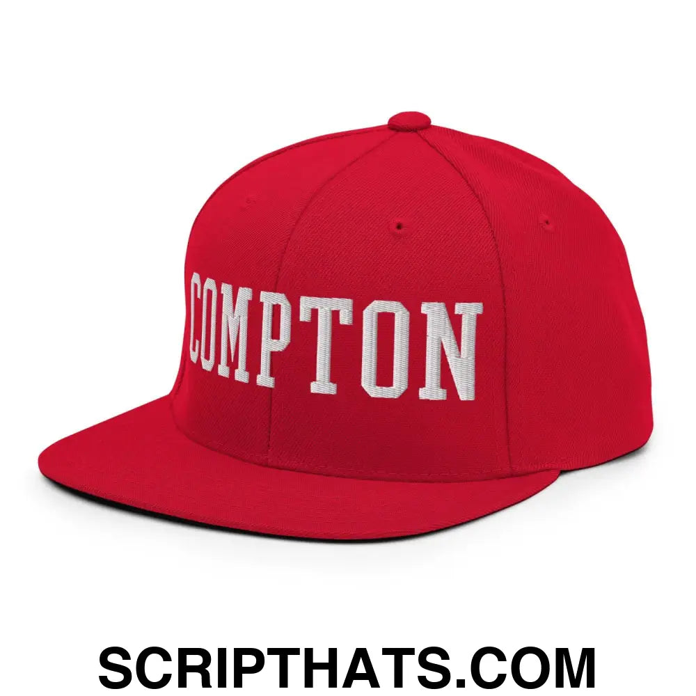 Compton Varsity Letterman Block Snapback Hat Red