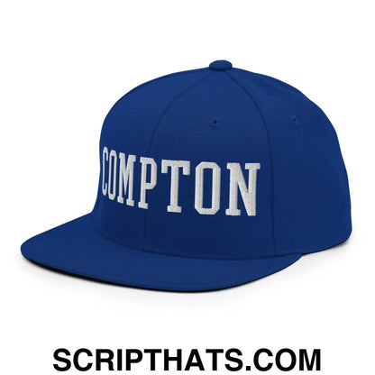 Compton Varsity Letterman Block Snapback Hat Royal Blue