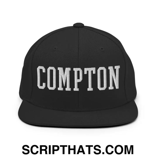 Compton Varsity Letterman Block Snapback Hat Black