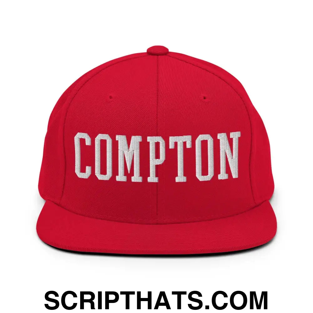 Compton Varsity Letterman Block Snapback Hat Red