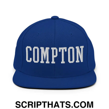 Compton Varsity Letterman Block Snapback Hat Royal Blue