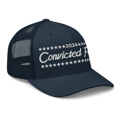 Convicted Felon 2024 Retro Trucker Hat Navy