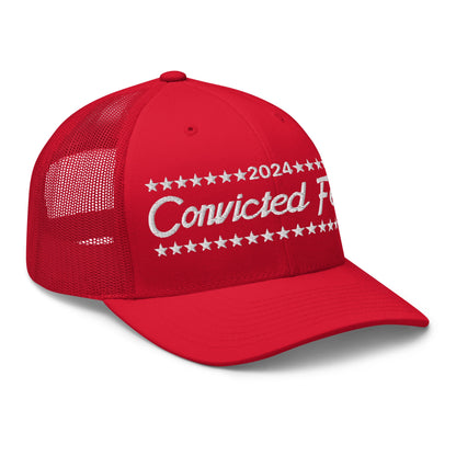 Convicted Felon 2024 Retro Trucker Hat Red