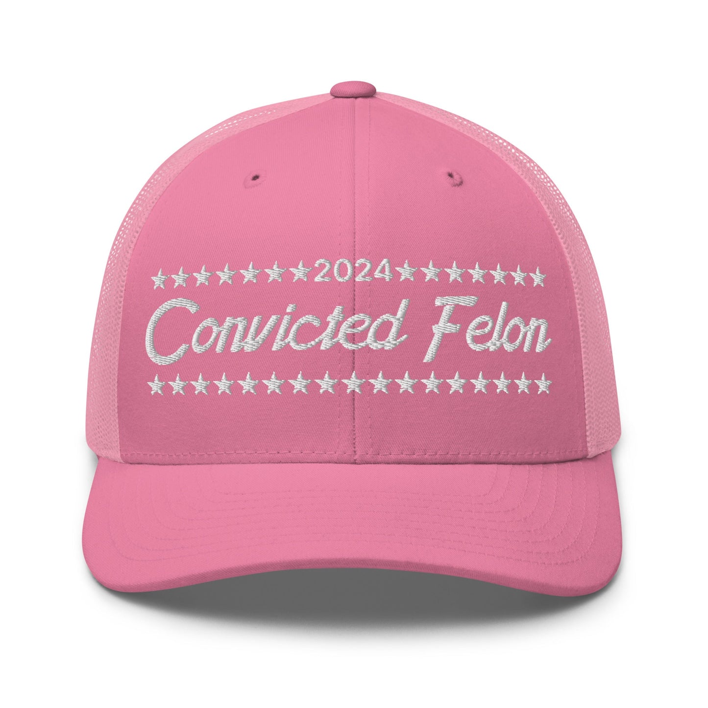 Convicted Felon 2024 Retro Trucker Hat Pink