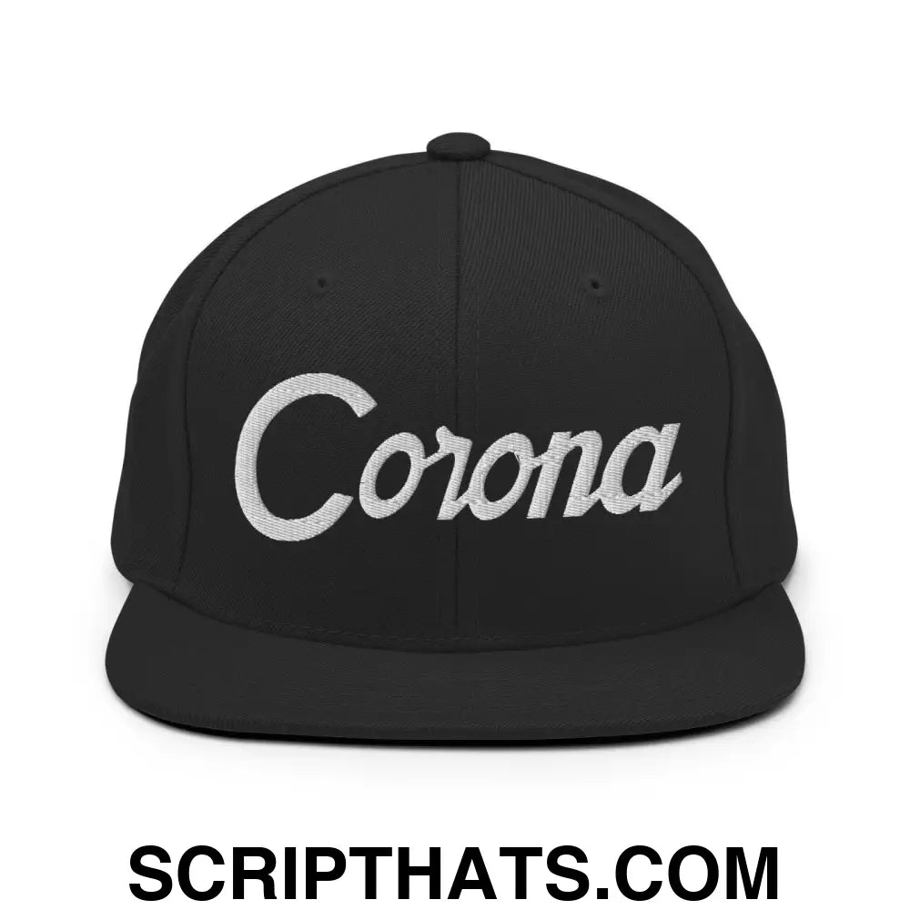 Corona Script Snapback Hat Black