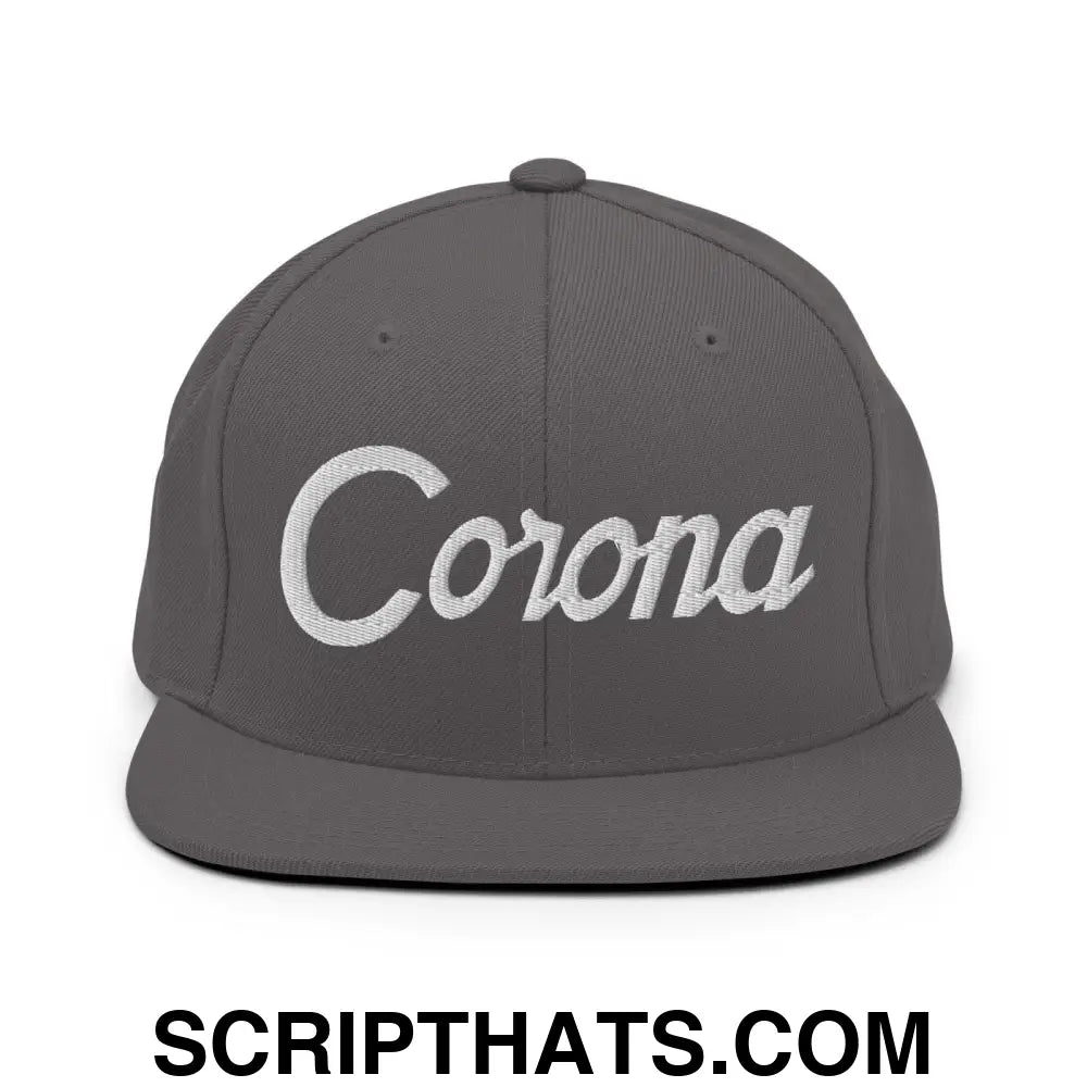 Corona Script Snapback Hat Dark Grey